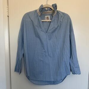 A Shirt Thing Penelope Popover 100% Cotton Blue/Green Check Size Small